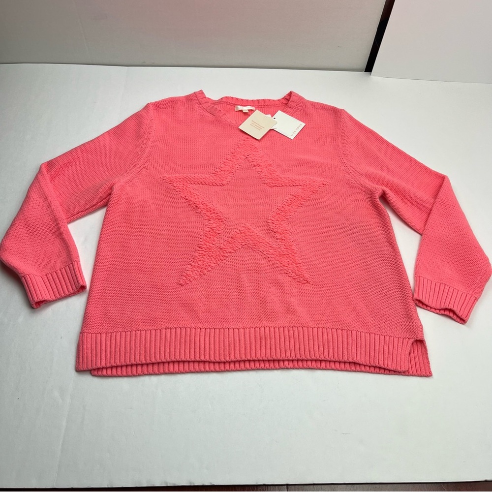 Lisa Todd Stellar Star Sweater Long Sleeve Cotton Candy Pink Women Cotton XL NEW